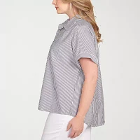 Hearts Of Palm Plus Womens Short Sleeve Blouse