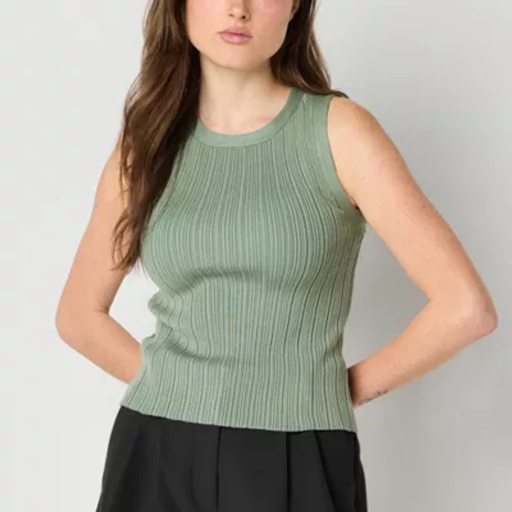 by&by Womens Juniors Round Neck Sleeveless Tank Top