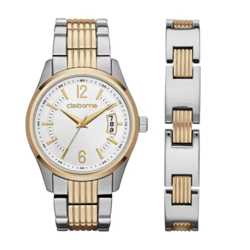 Liz Claiborne Mens Two Tone 2-pc. Watch Boxed Set Clm9009