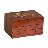 Mele and Co Fairhaven Floral Inlay Walnut-Finish Jewelry Box