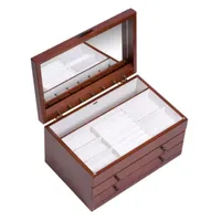 Mele and Co Fairhaven Floral Inlay Walnut-Finish Jewelry Box