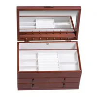 Mele and Co Fairhaven Floral Inlay Walnut-Finish Jewelry Box