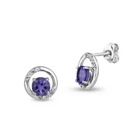 Genuine Purple Amethyst Sterling Silver 10mm Stud Earrings