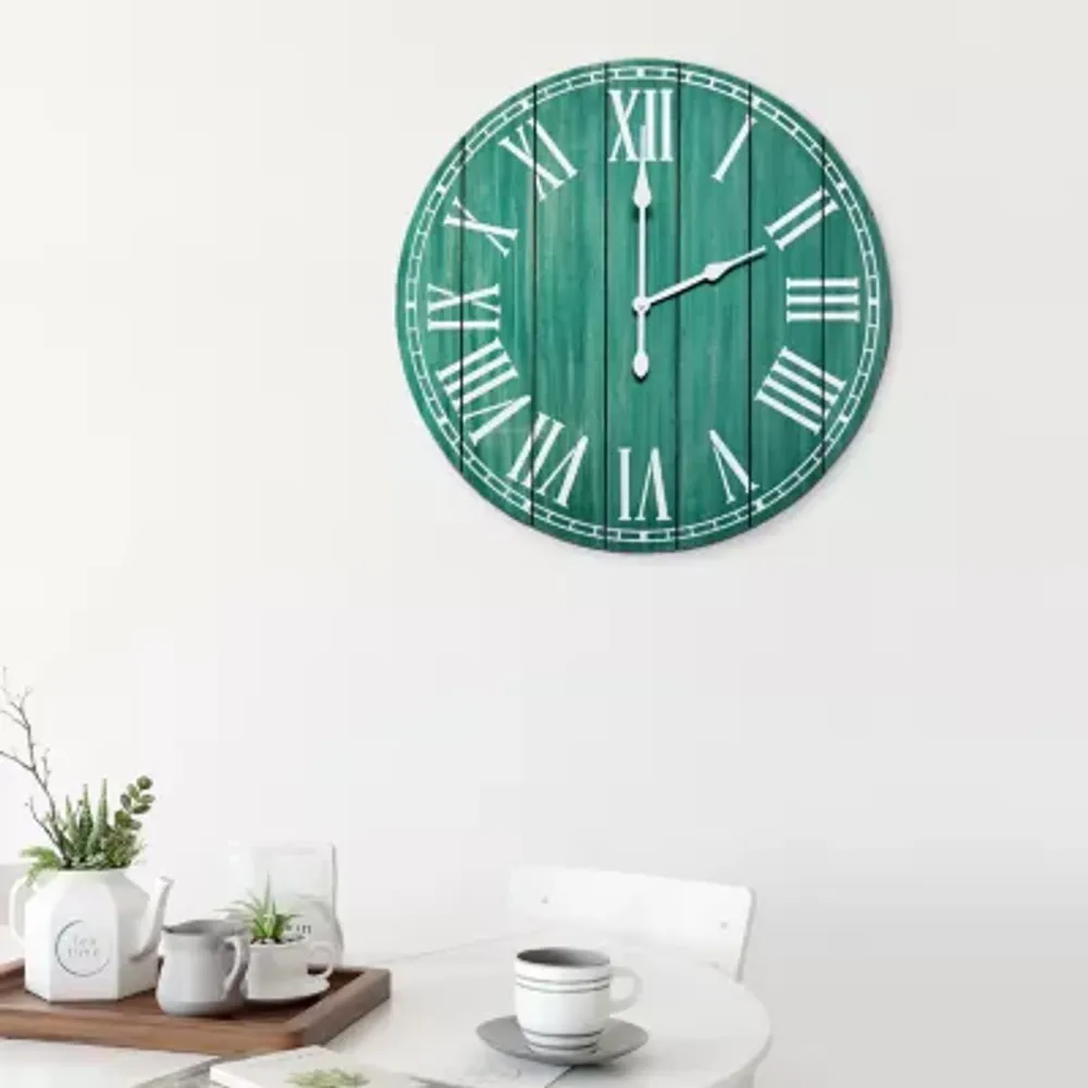 All the Rages Elegant Designs Wood Plank 23" Large Rustic Coastal Wall Clock