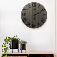 All the Rages Elegant Designs Handsome 21" Rustic Farmhouse Wood Wall Clock