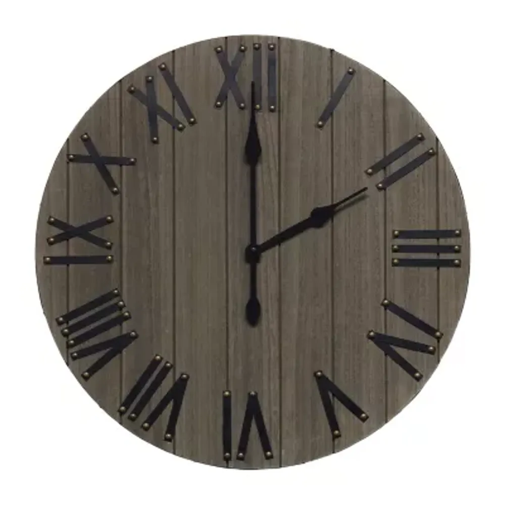 All the Rages Elegant Designs Handsome 21" Rustic Farmhouse Wood Wall Clock