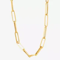 Made in Italy Womens 18 Inch 14K Gold Link Necklace Paperclip