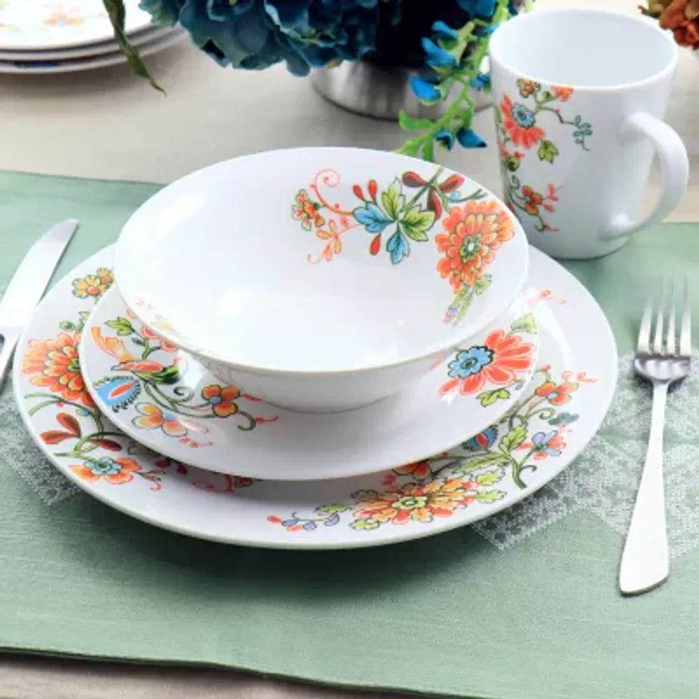 Elama Spring Bloom 16-pc. Porcelain Dinnerware Set