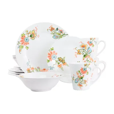 Elama Spring Bloom 16-pc. Porcelain Dinnerware Set