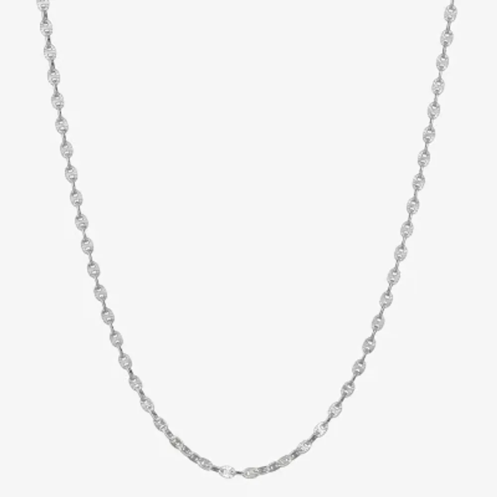 Made in Italy Sterling Silver Inch Solid Link Chain Necklace