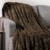 Swift Home Reversible Embossed Faux Fur and Micro-Mink Plush Throw Blanket