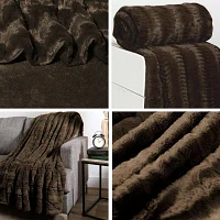 Swift Home Reversible Embossed Faux Fur and Micro-Mink Plush Throw Blanket