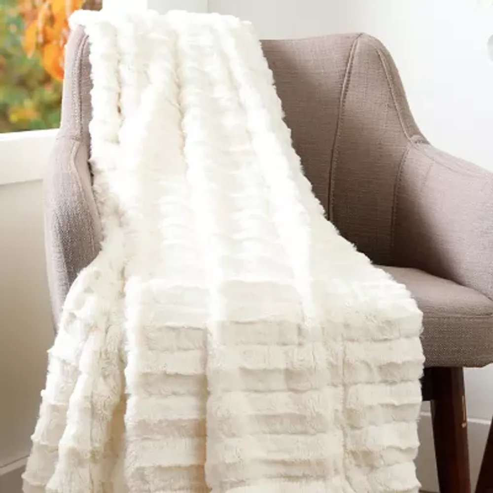 CATHAY HOME Swift Home Reversible Embossed Faux Fur and Micro-Mink Plush  Throw Blanket