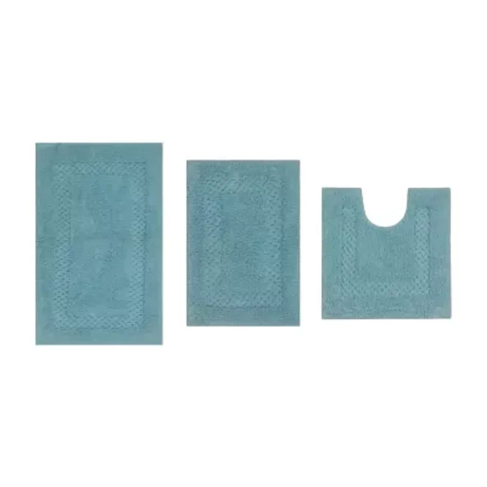 Home Weavers Classy Bathmat Collection 100 % Absorbent Soft Cotton 5 Piece Bath Rug Set, Aqua