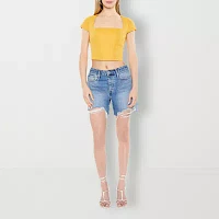 Forever 21 Baby Womens Square Neck Short Sleeve Crop Top Juniors