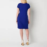 Connected Apparel Womens Short Sleeve Sheath Dress