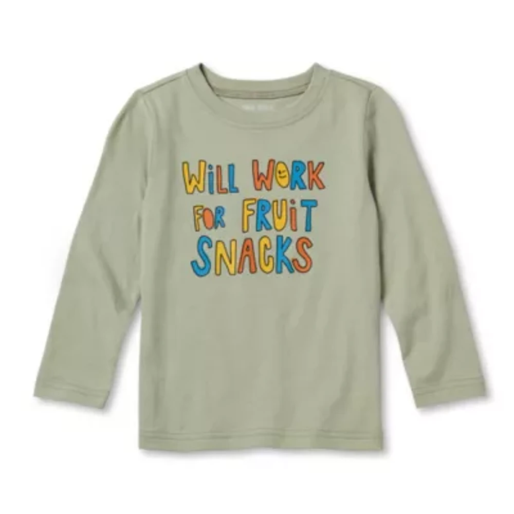 Okie Dokie Toddler & Little Boys Crew Neck Long Sleeve Graphic T-Shirt