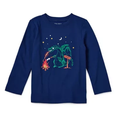 Okie Dokie Toddler & Little Boys Crew Neck Long Sleeve Graphic T-Shirt