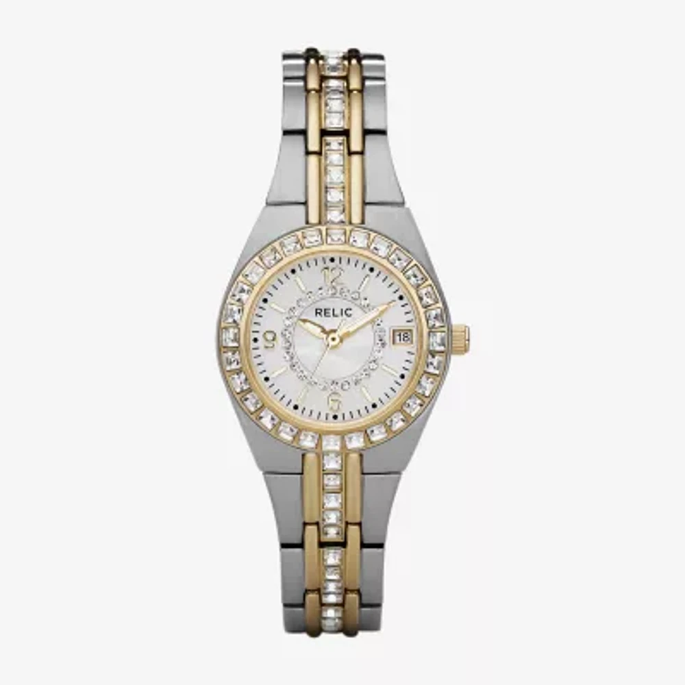 Relic By Fossil Relic Womens Two Tone Bracelet Watch Zr11775