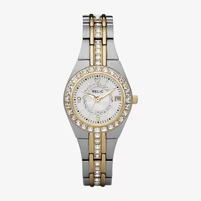 Relic By Fossil Relic Womens Two Tone Bracelet Watch Zr11775