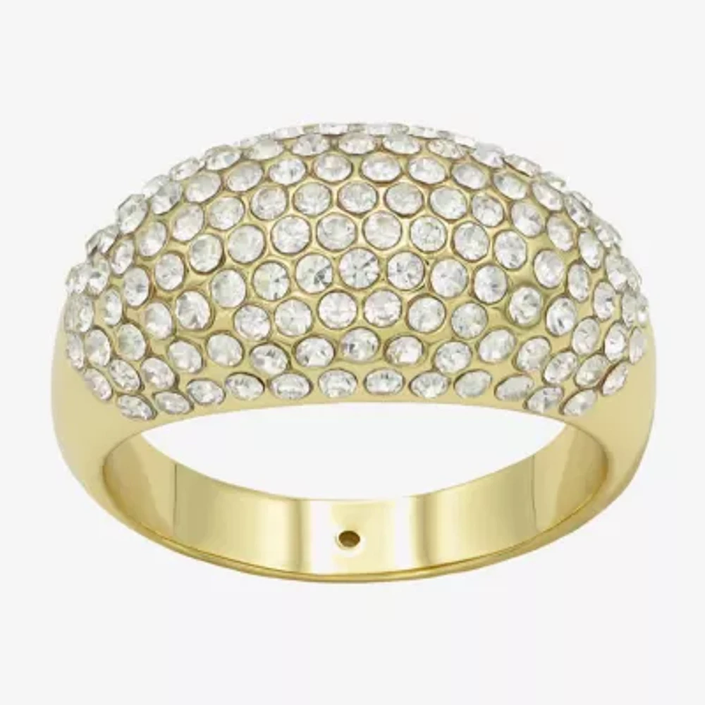 Sparkle Allure Womens Crystal 14K Gold Over Brass Cluster Cocktail Ring