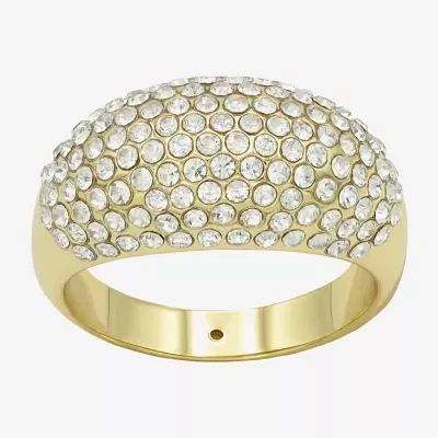 Sparkle Allure Womens Crystal 14K Gold Over Brass Cluster Cocktail Ring