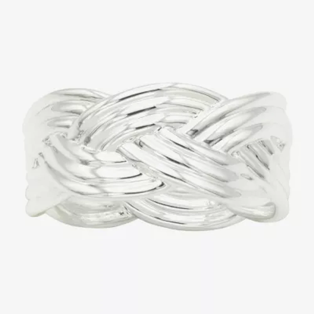 Sparkle Allure Womens 25MM Pure Silver Over Brass Crossover Band