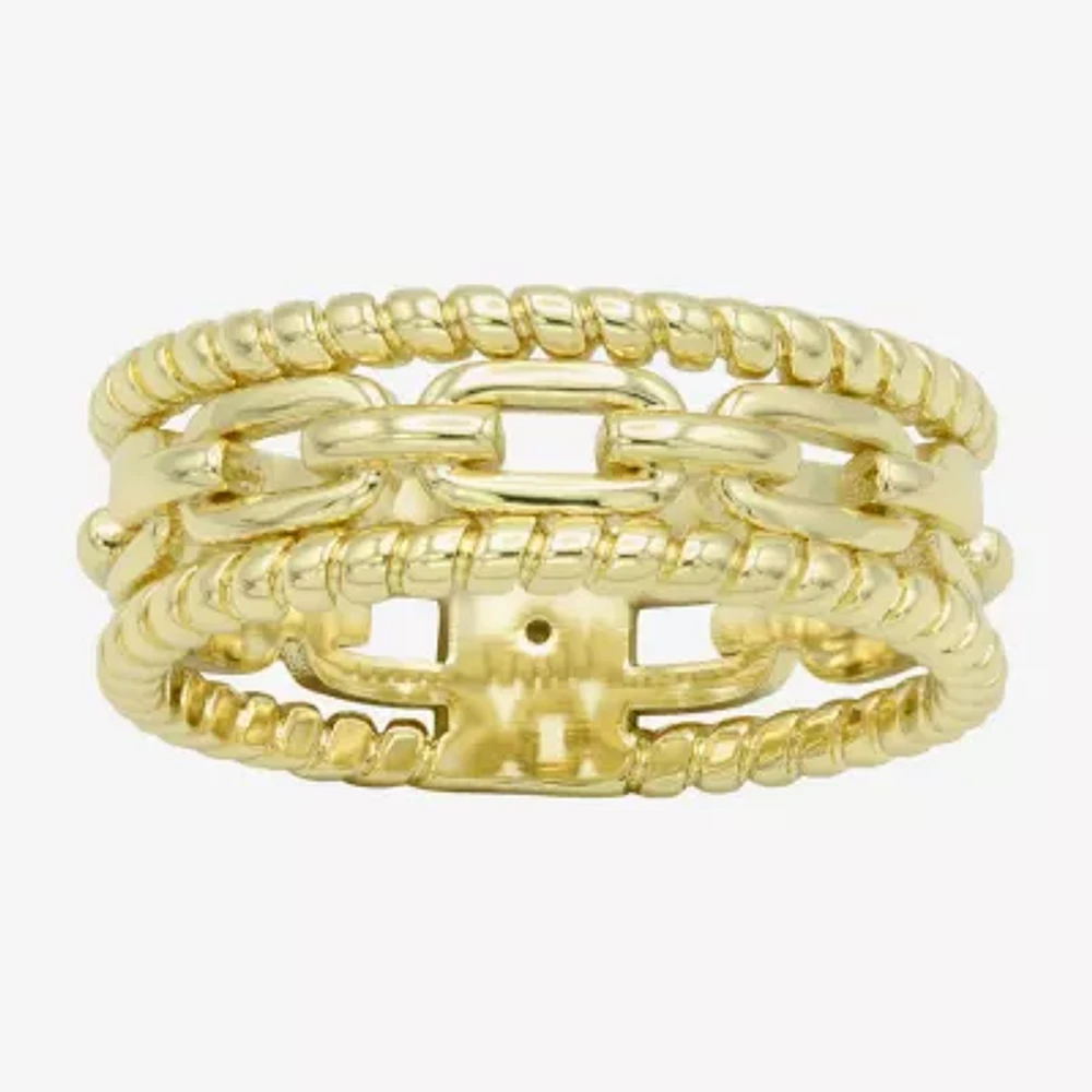 Sparkle Allure Stack Link Womens 7MM 14K Gold Over Brass Band