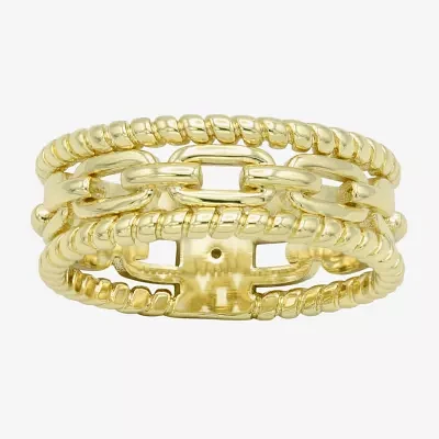 Sparkle Allure Stack Link Womens 7MM 14K Gold Over Brass Band