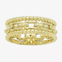 Sparkle Allure Stack Link Womens 7MM 14K Gold Over Brass Band