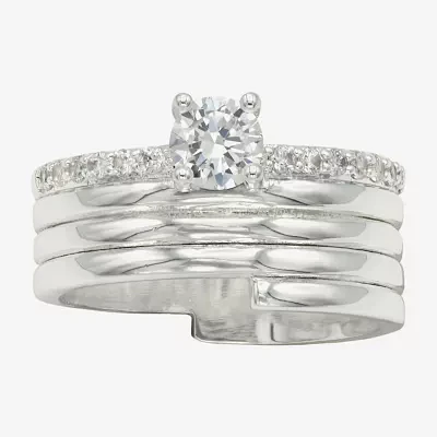 Sparkle Allure Womens Cubic Zirconia Pure Silver Over Brass Round Engagement Ring