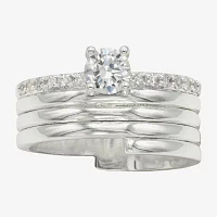 Sparkle Allure Womens Cubic Zirconia Pure Silver Over Brass Round Engagement Ring