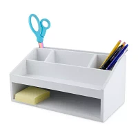 Pink Sky Wooden With Open Storage Desktop Organizer
