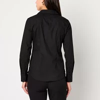 Worthington Womens Long Sleeve Modern Fit Button-Down Shirt