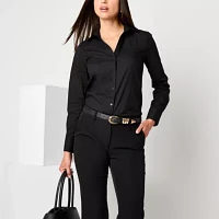 Worthington Womens Long Sleeve Modern Fit Button-Down Shirt