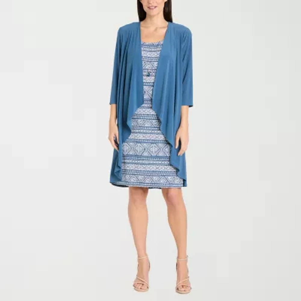 R & M Richards Womens Jacket Dress With Removable Necklace Petite