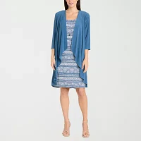 R & M Richards Womens Jacket Dress With Removable Necklace Petite