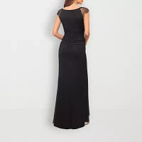 DJ Jaz Womens Short Sleeve Beaded Evening Gown