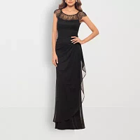 DJ Jaz Womens Short Sleeve Beaded Evening Gown