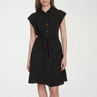 Marc New York Womens Short Sleeve Fit + Flare Dress