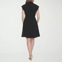 Marc New York Womens Short Sleeve Fit + Flare Dress