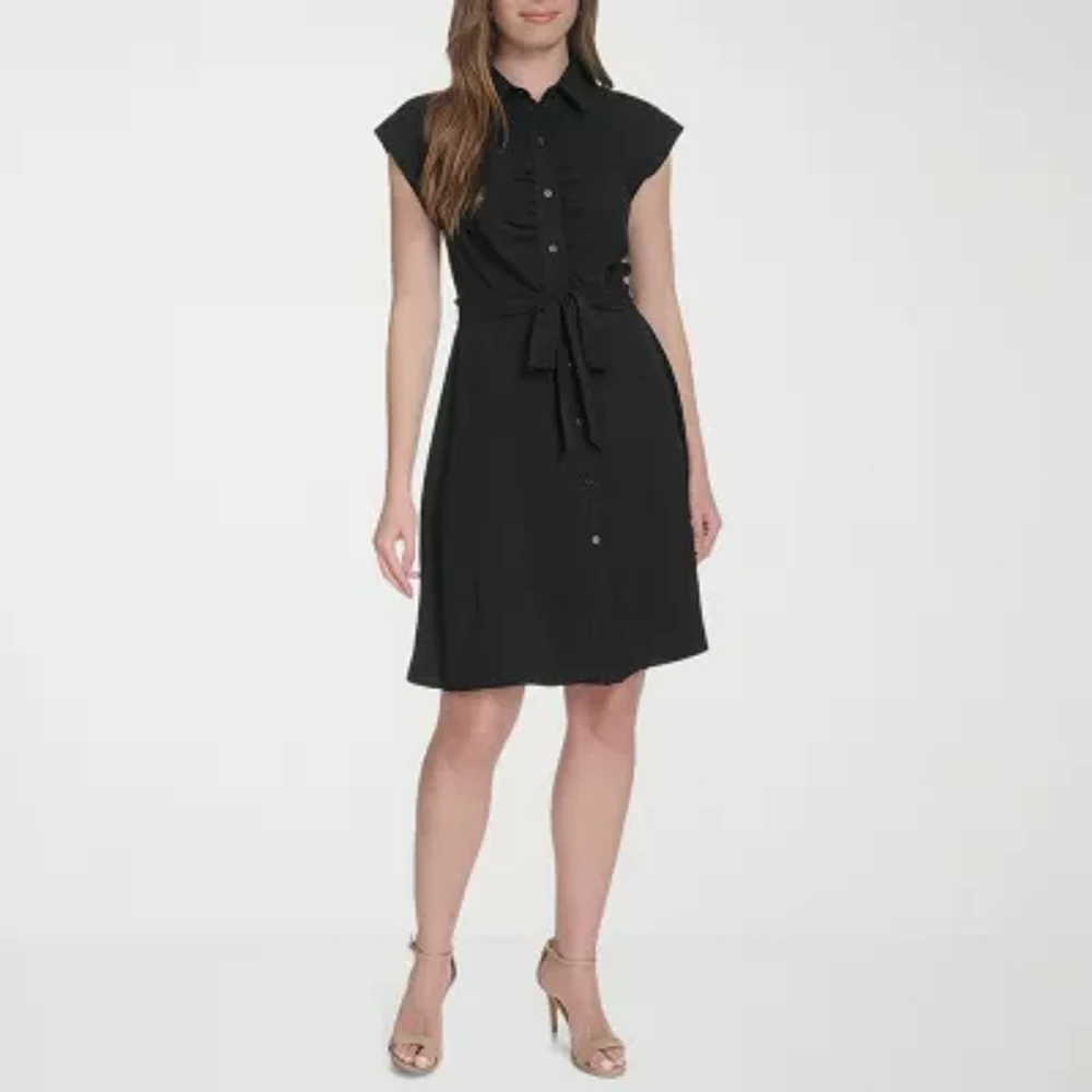 Marc New York Womens Short Sleeve Fit + Flare Dress