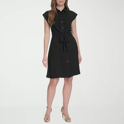 Marc New York Womens Short Sleeve Fit + Flare Dress