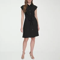 Marc New York Womens Short Sleeve Fit + Flare Dress