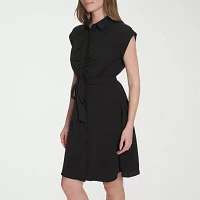Marc New York Womens Short Sleeve Fit + Flare Dress