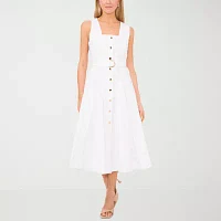 Sam And Jess Womens Sleeveless Midi Fit + Flare Dress