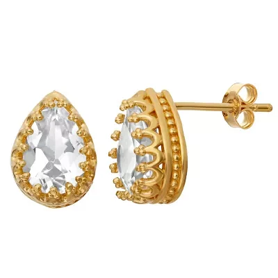 Lab-Created White Sapphire 14K Gold Over Silver Earrings