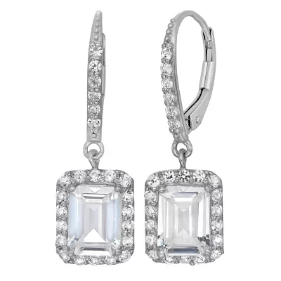 Lab-Created White Sapphire Sterling Silver Earrings