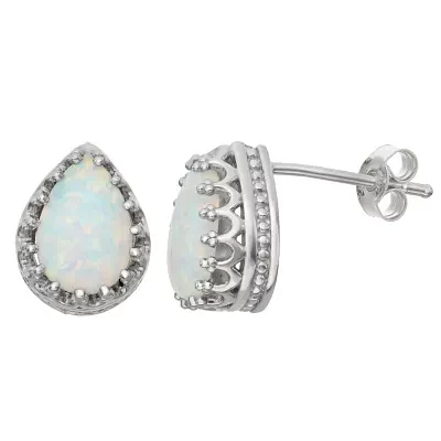 Simulated Opal Sterling Silver Earrings