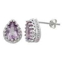 Genuine Amethyst Sterling Silver Earrings